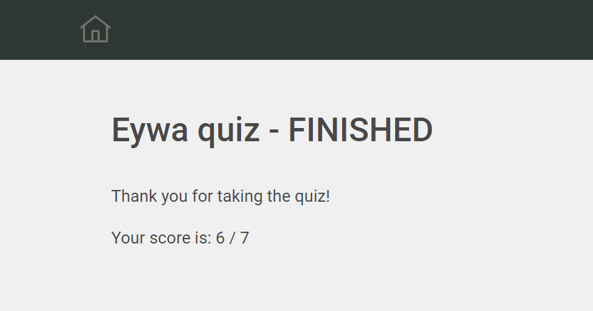 Finish screen
